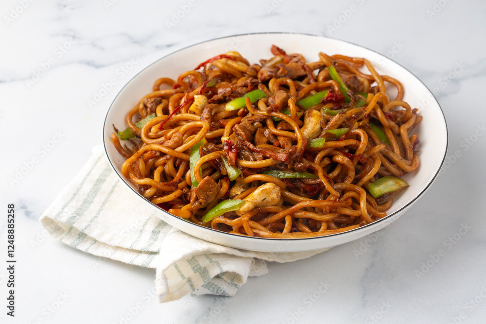 Chicken, pepper and cashew noodles Chicken, pepper and cashew noodles