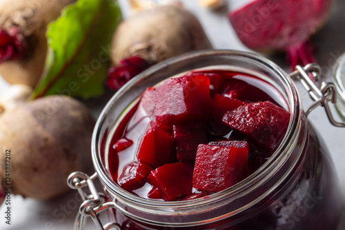 Pickled red beet in a bowl