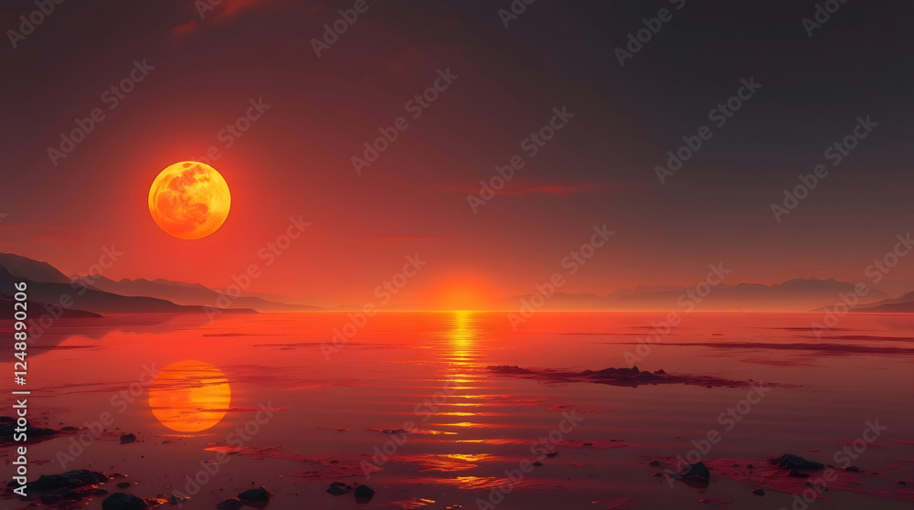anime style moonlight landscape cartoon poster anime style moonlight landscape cartoon poster