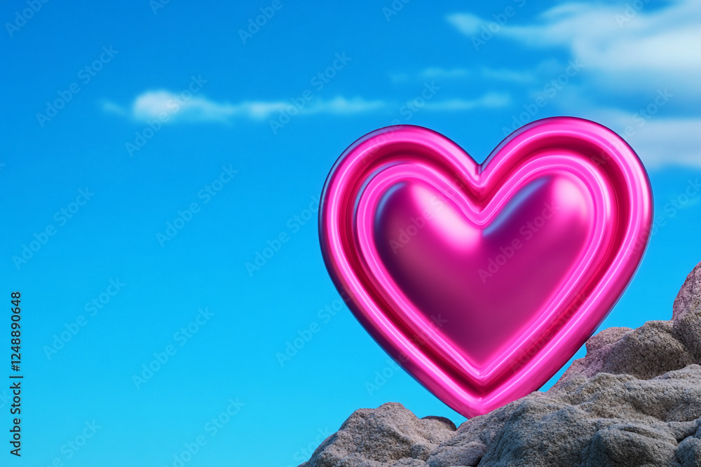Fototapeta premium Neon Heart Abstract Graphic Art - Ideal for Valentine's Day Promotions and Love Themed Projects
