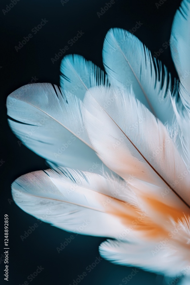 Naklejka premium Close-up of eagle feathers glowing softly with intricate patterns
