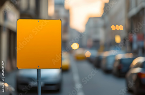 Wallpaper Mural Blank slate on an urban landscape, A vibrant, yellow sign in the city, creating a canvas for messages and directions Torontodigital.ca