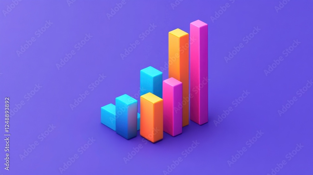 Rising colorful bar chart, growth concept Rising colorful bar chart, growth concept