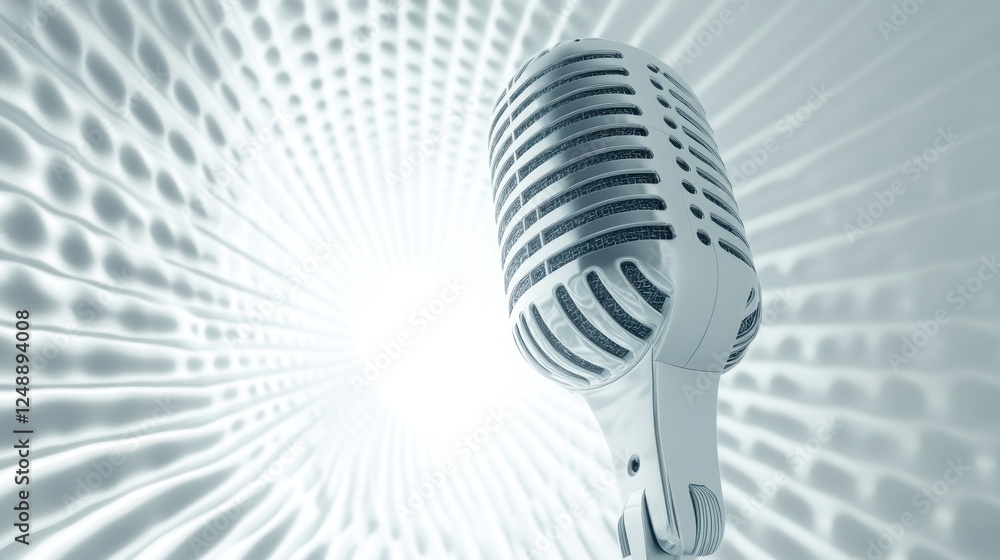 Retro microphone, sound waves, studio, music recording Retro microphone, sound waves, studio, music recording