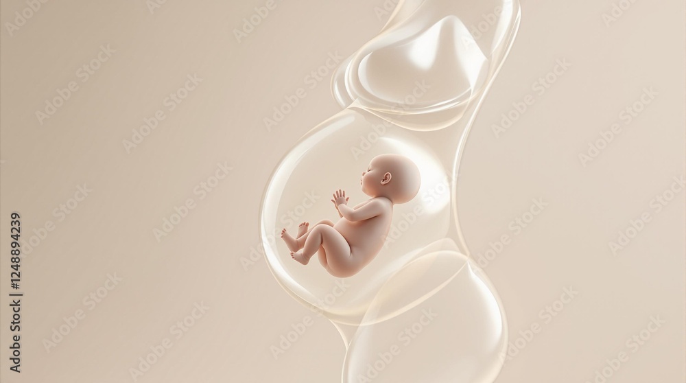 Human fetus inside uterus, anatomical view Human fetus inside uterus, anatomical view