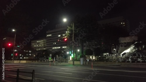 January 17, 2025, Sendai, Miyagi Prefecture, Japan.A video of Tohoku University Hospital and the surrounding area at night.