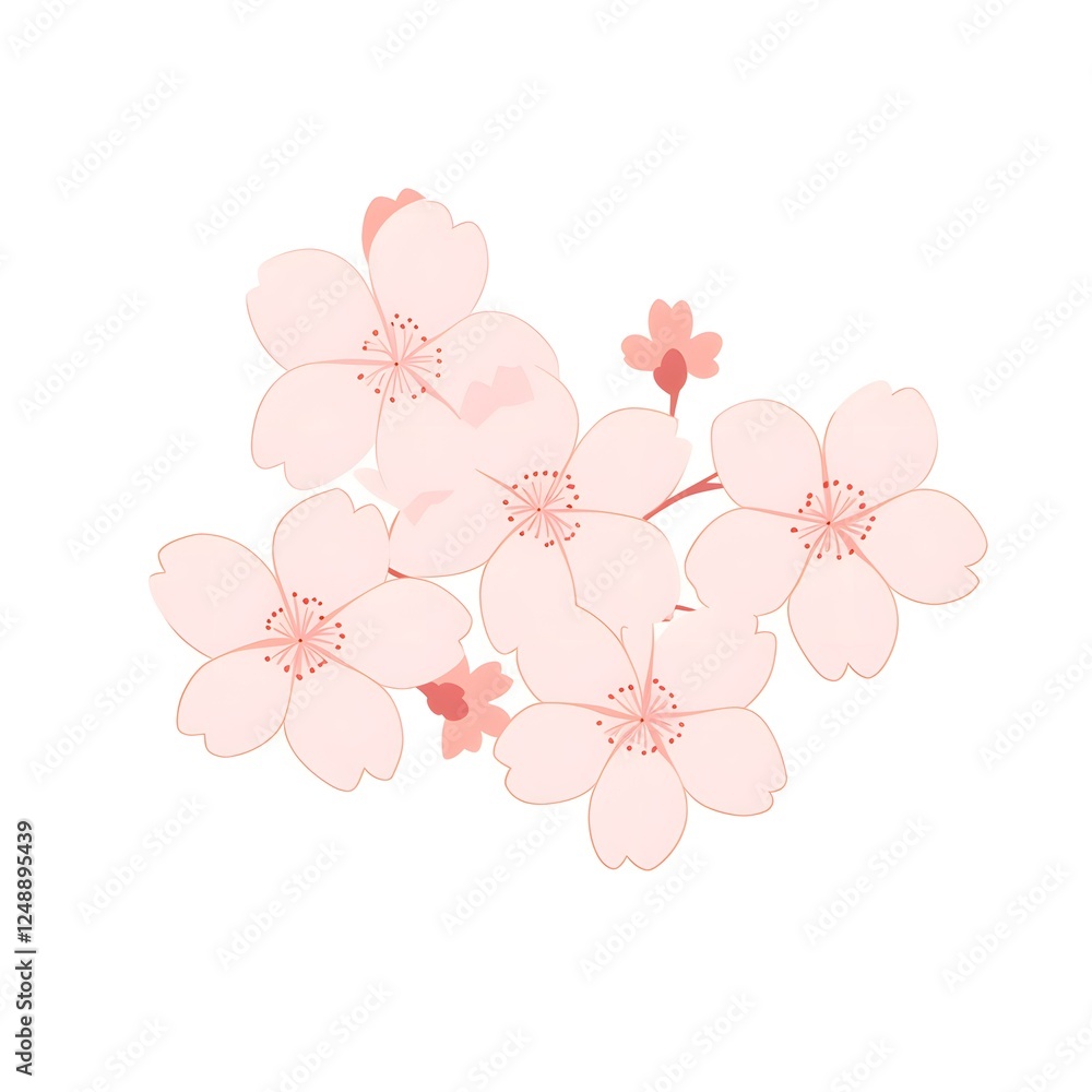 simple Cherry blossom flat design white background, generation AI simple Cherry blossom flat design white background, generation AI