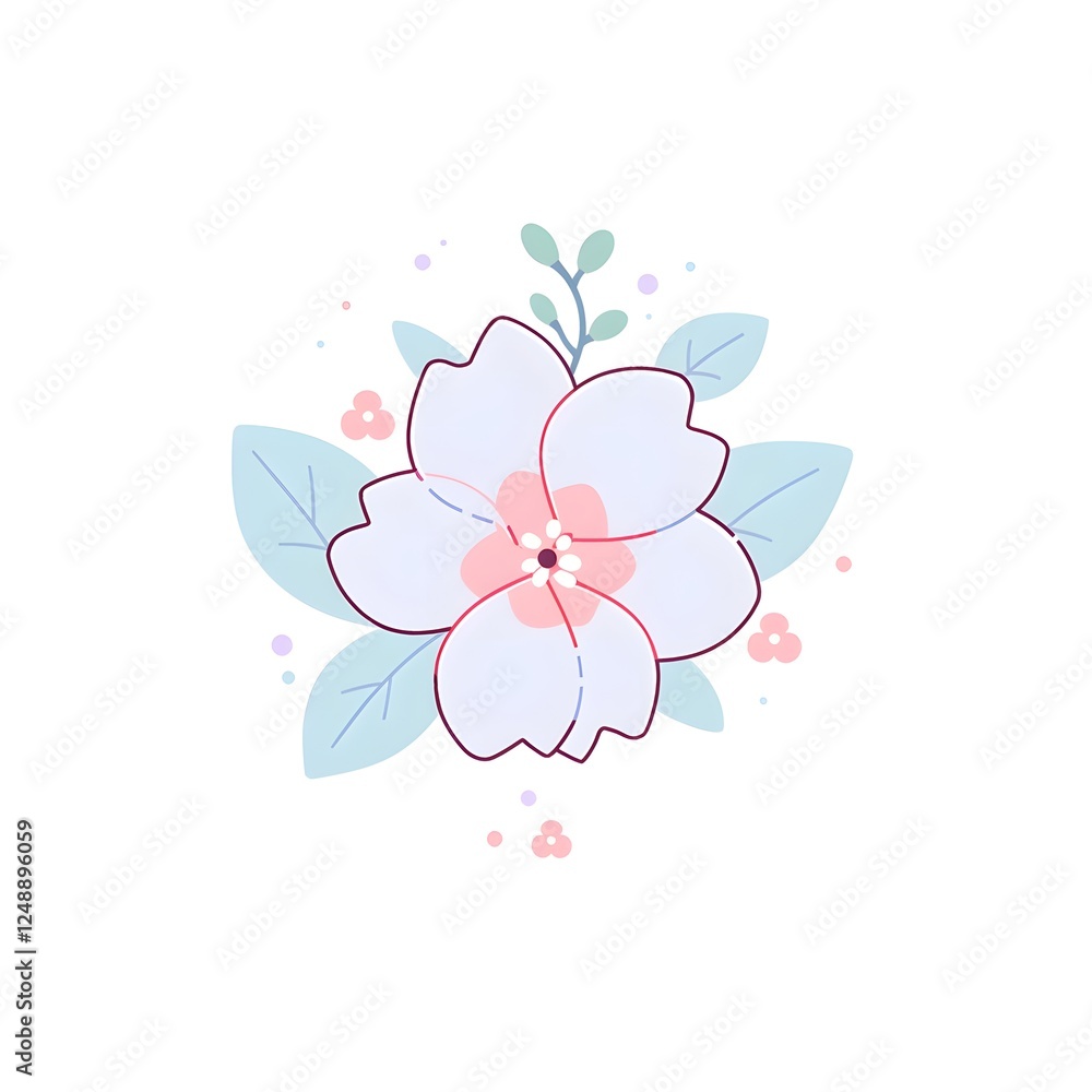 simple Cherry blossom flat design white background, generation AI simple Cherry blossom flat design white background, generation AI