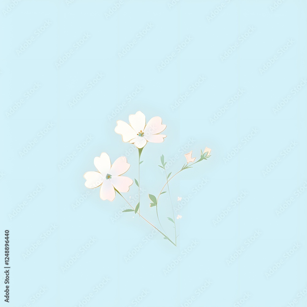 simple Cherry blossom flat design white background, generation AI simple Cherry blossom flat design white background, generation AI