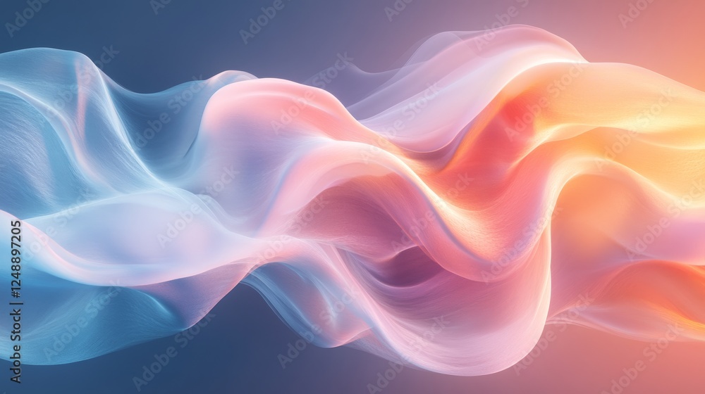 Fototapeta premium Abstract wave of ethereal fabric flowing with vibrant colors