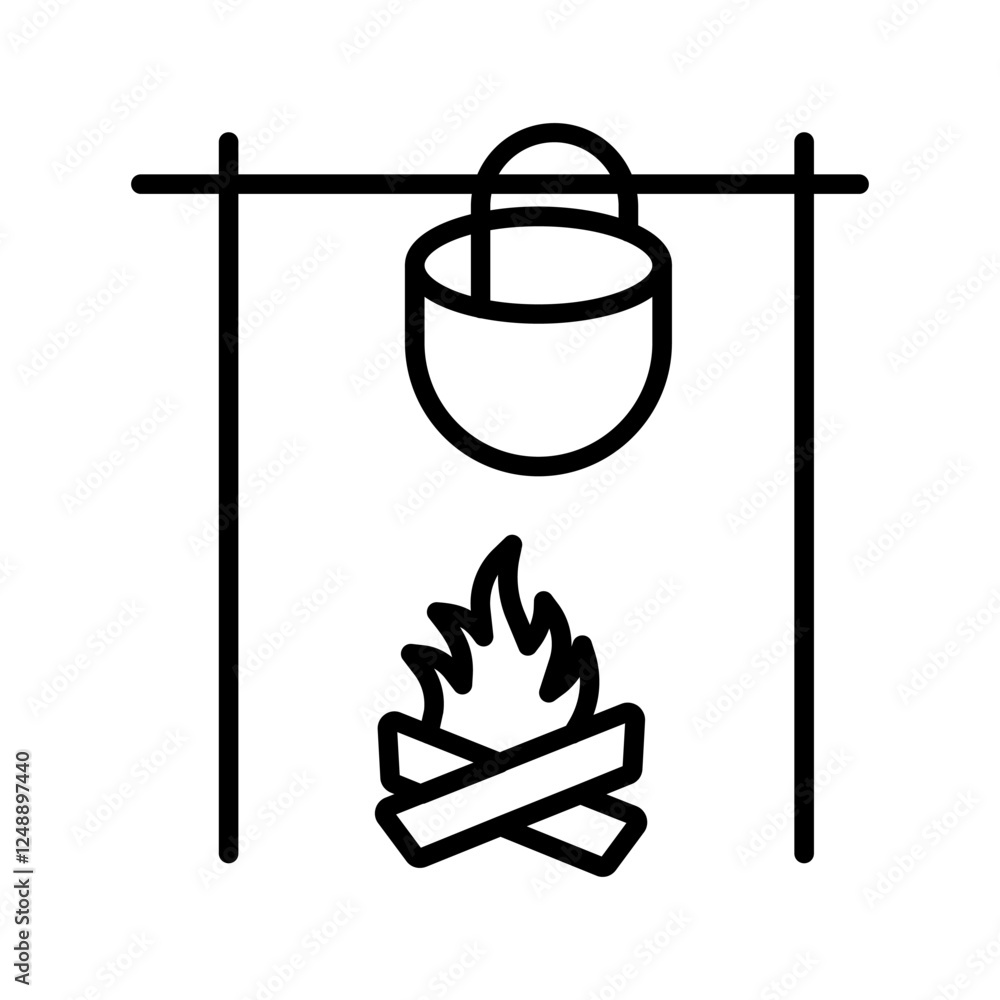 Campfire Cooking Vector Icon Campfire Cooking Vector Icon
