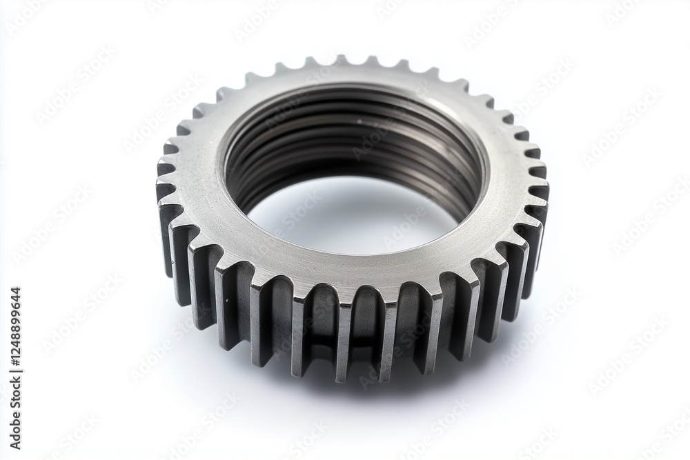 Mechanical gear and bearing isolated on white background, Metal engine part. Mechanical gear and bearing isolated on white background, Metal engine part.