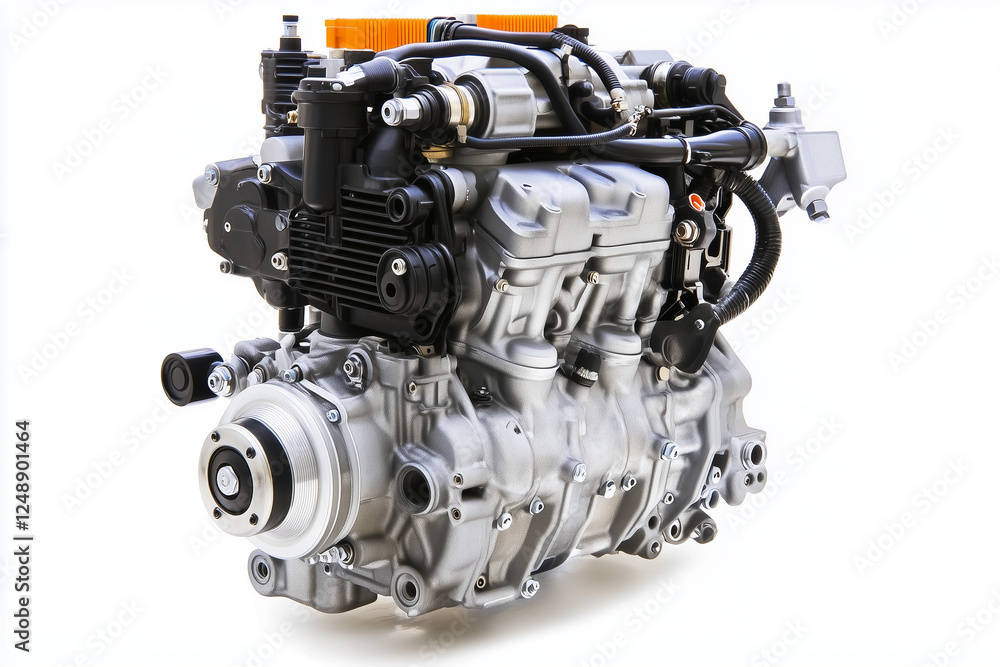 Selective focus car motor isolated on white background, Motor part on white background, Engine part from vehicle. Selective focus car motor isolated on white background, Motor part on white background, Engine part from vehicle.