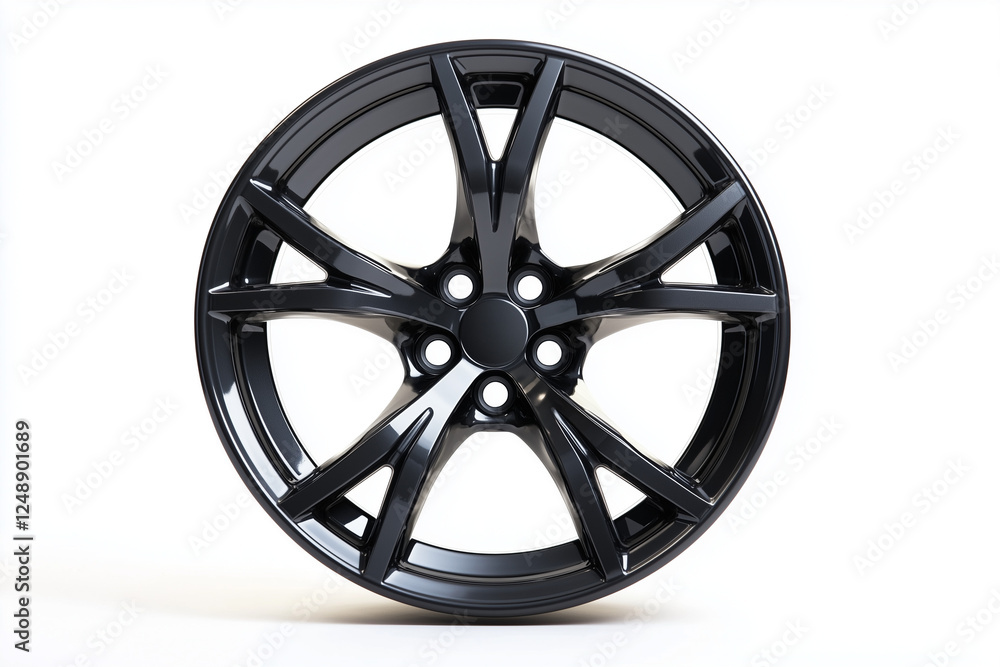 Fototapeta premium Car wheel isolated on white background, Selective focus wheel for vehicle on white background.