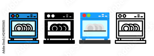 Set of Dishwasher Icon