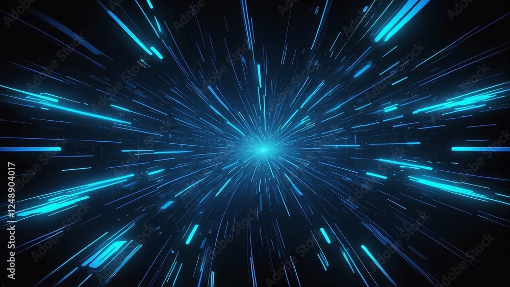Naklejka premium Dynamic blue light streaks radiating from the center, creating a sense of movement and depth