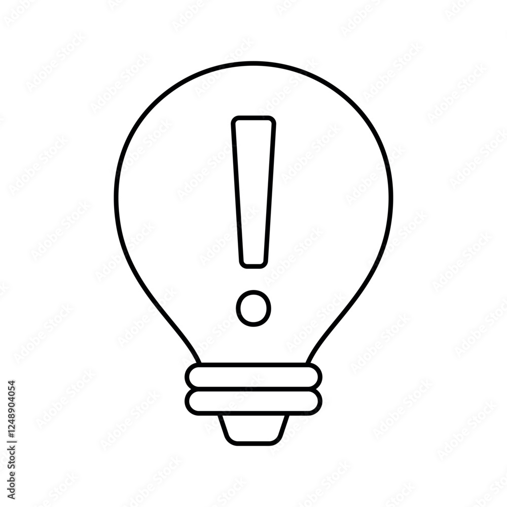 Exclamation mark in light bulb line icon editable stroke vector object design symbolizes innovation creativity and important insights for brainstorming alerts or highlighting key information Exclamation mark in light bulb line icon editable stroke vector object design symbolizes innovation creativity and important insights for brainstorming alerts or highlighting key information