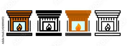 Set of Fireplace Icon