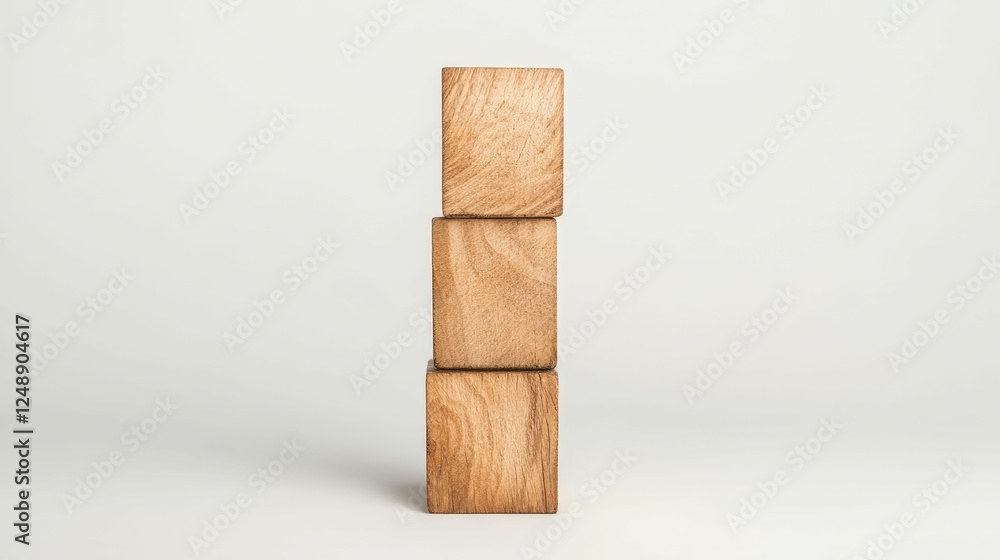 Three wooden blocks neatly stacked, showcasing natural wood grain against a minimalistic background. Three wooden blocks neatly stacked, showcasing natural wood grain against a minimalistic background.