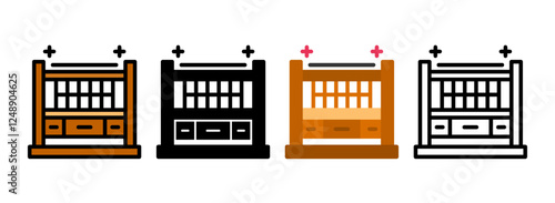 Set of Baby crib Icon