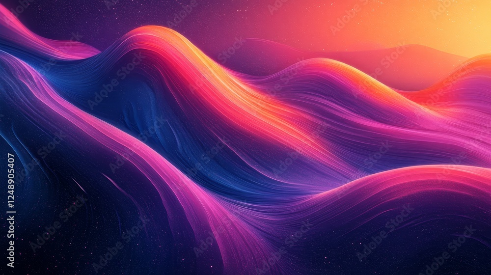 abstract landscape with vibrant colors and swirling lines. The colors are reminiscent of a sunset, with shades of blue, purple, pink and orange. abstract landscape with vibrant colors and swirling lines. The colors are reminiscent of a sunset, with shades of blue, purple, pink and orange.