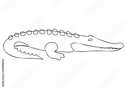 Continuous One-Line Drawing of a Crocodile - Minimalist Wildlife Illustration