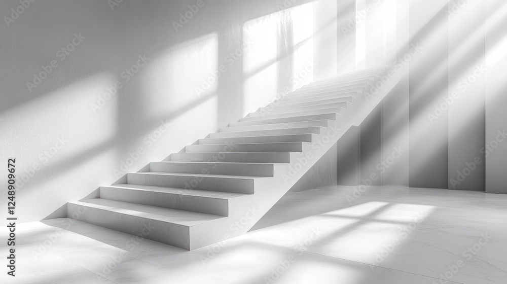 Obraz premium Minimalist White and Gray Geometric Background with Copy-Space and Soft Lighting