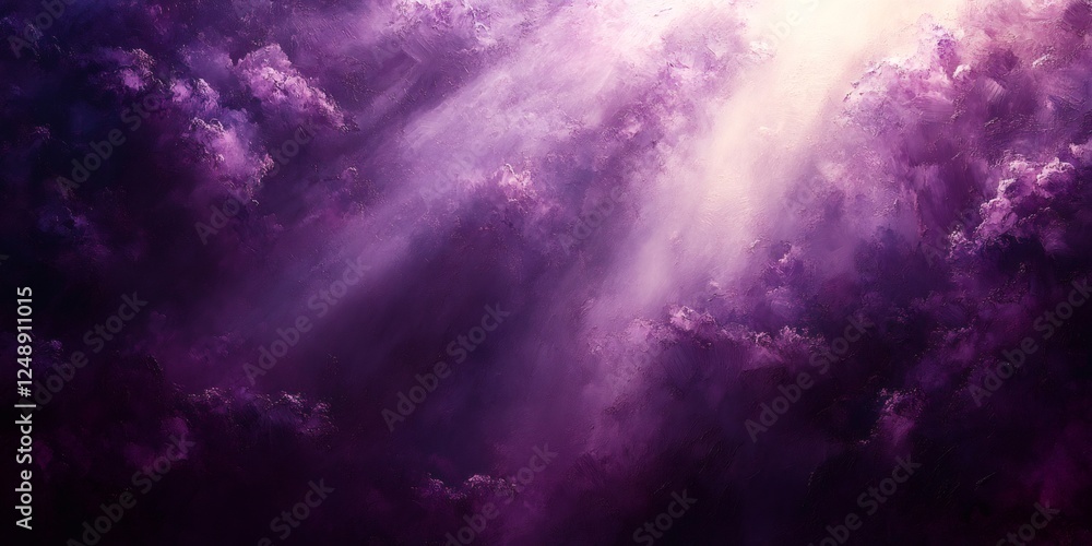 Obraz premium Radiant sunlight piercing through purple clouds