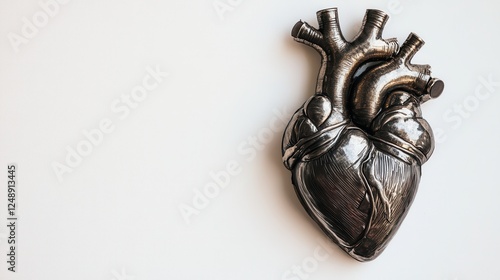 Realistic anatomical heart sculpture on a white background, showcasing intricate details and textures