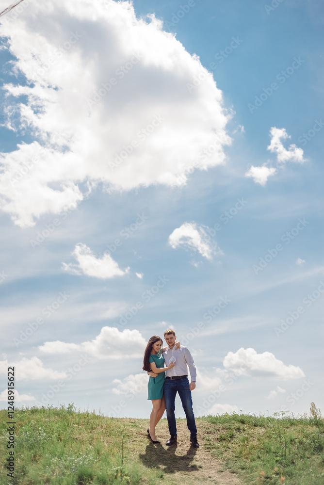 husband and wife admire nature and blue sky husband and wife admire nature and blue sky