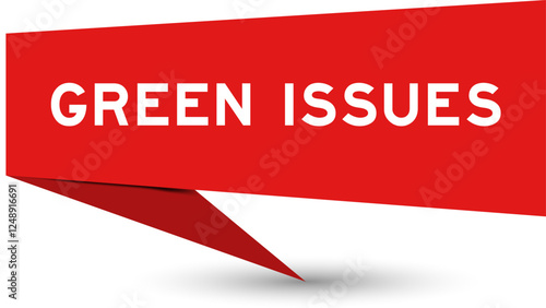 Red color speech banner with word green issues on white background