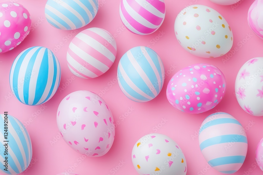 A vibrant close-up of a pink backdrop adorned with an array of colorful eggs, showcasing a festive and playful atmosphere. A vibrant close-up of a pink backdrop adorned with an array of colorful eggs, showcasing a festive and playful atmosphere.