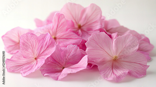 Delicate Arrangement of Dried Pink Flowers with Soft Petals and Subtle Textures, Perfect for Elegant Nature-Inspired Designs and Creative Projects photo