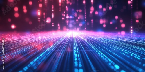 A Futuristic 80s Style Grid Background with Glowing Blue and Purple Elements for Creative and Tech Inspired Designs