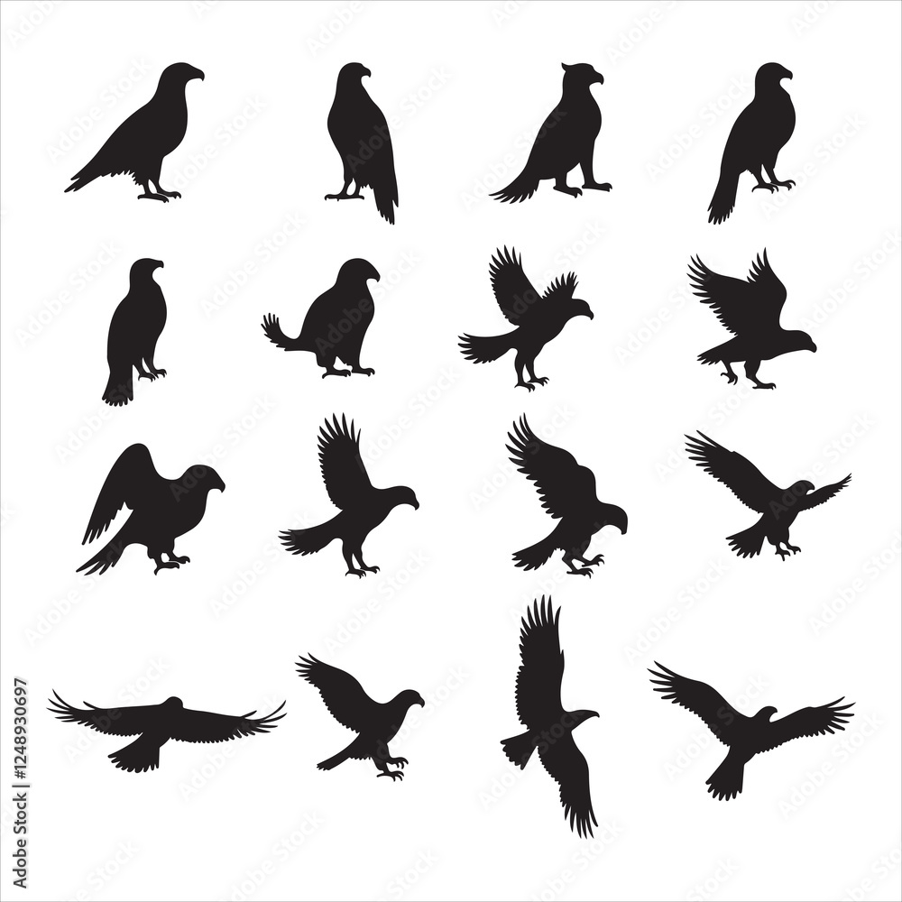Obraz premium Crow Silhouette Vector Set