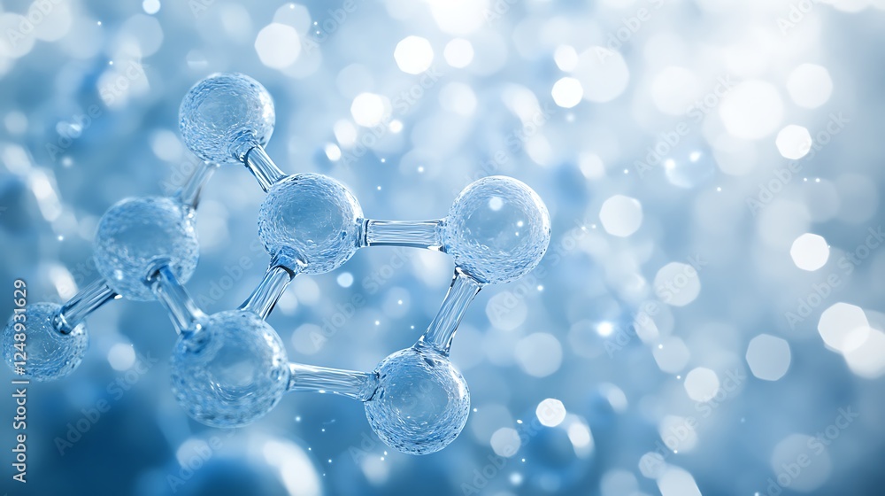 Abstract Molecular Structure with Water Droplets Abstract Molecular Structure with Water Droplets