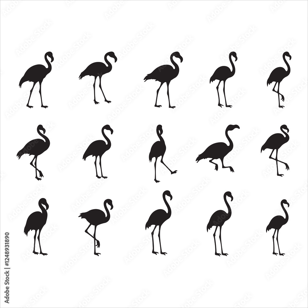Obraz premium Flamingos Silhouette Vector Set