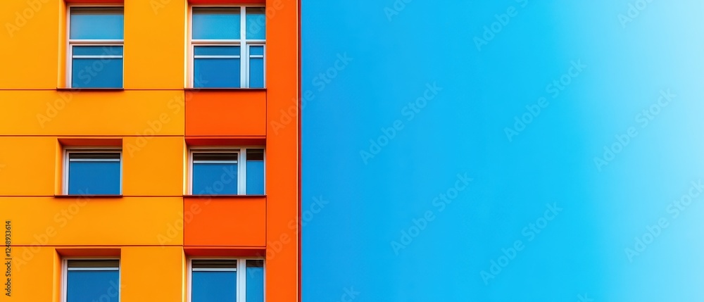 Vibrant urban architecture modern city building facade bright colors outdoor perspective contemporary design Vibrant urban architecture modern city building facade bright colors outdoor perspective contemporary design