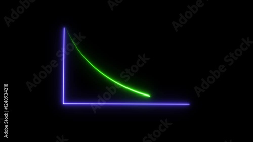 Wallpaper Mural neon down business graph icon animation.down business chart growth concept black background. Torontodigital.ca