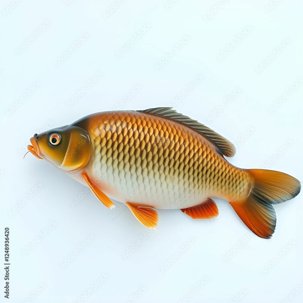 Fototapeta premium Carp fish on a white surface