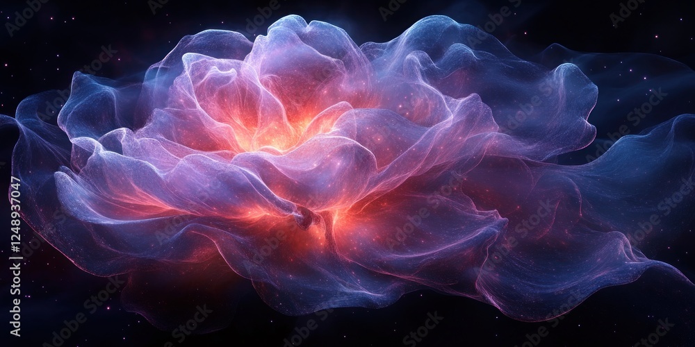 Fototapeta premium Vibrant Nebula and Glowing Stars in Cosmic Space Panorama