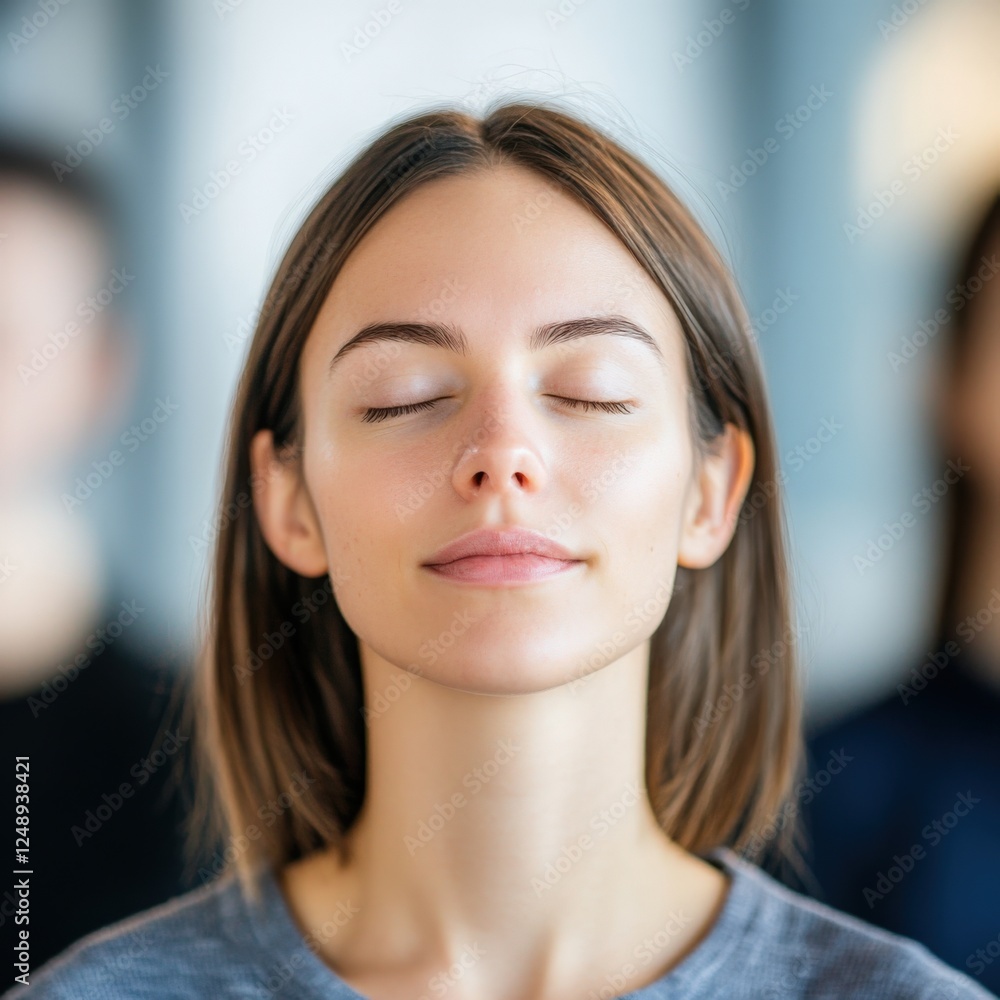 woman meditating with eyes closed woman meditating with eyes closed
