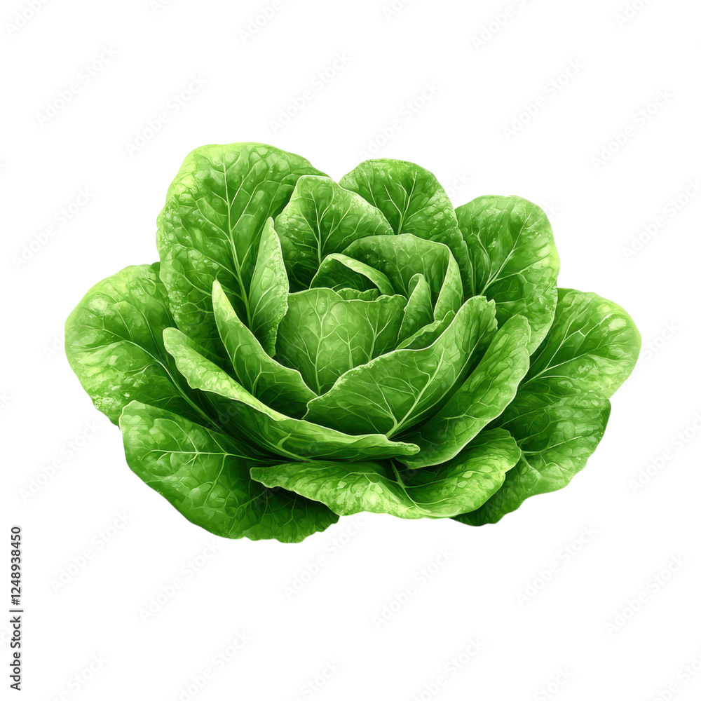 Fototapeta premium A vibrant green lettuce head with layered leaves, showcasing its fresh and healthy appearance.