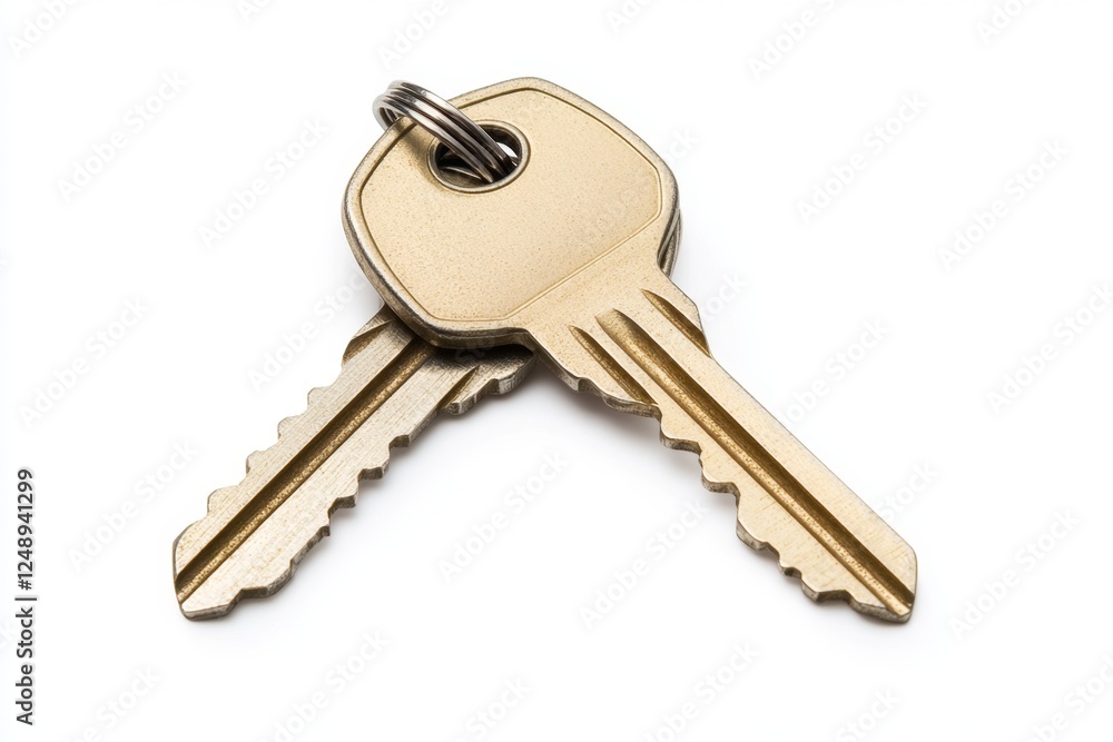 Gold keys, crossed, white background, studio shot, real estate Gold keys, crossed, white background, studio shot, real estate