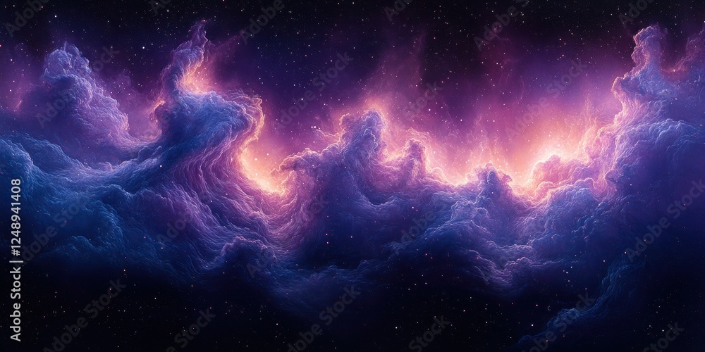 Obraz premium Vibrant Cosmic Nebula Surrealism Art Piece with Stars and Ethereal Light