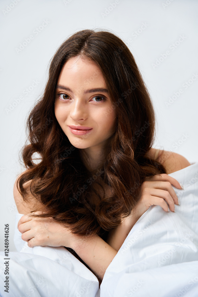 Captivating young woman embracing tranquility in a serene setting Captivating young woman embracing tranquility in a serene setting