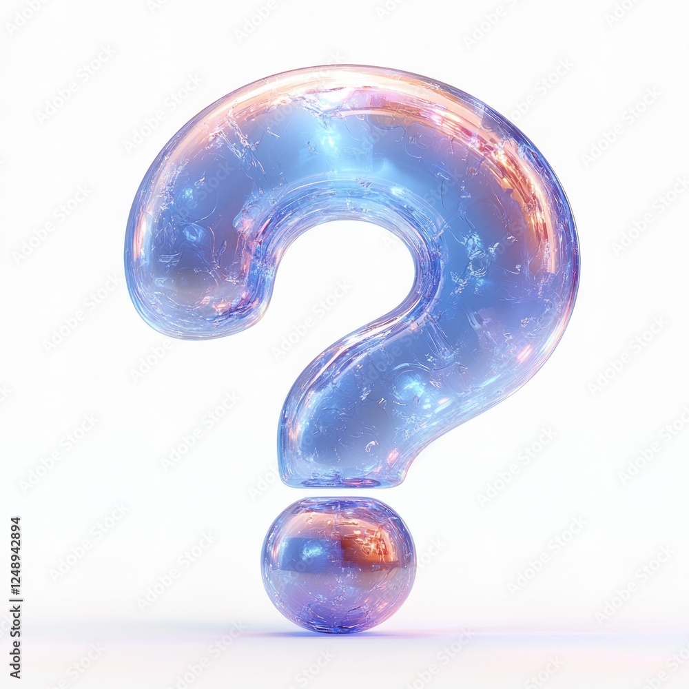 Naklejka premium Translucent Blue Question Mark in Minimalistic Speech Bubble Design