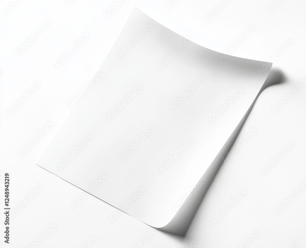 Blank paper sheet mockup, studio, white background, design Blank paper sheet mockup, studio, white background, design