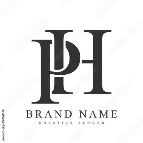 PH trendy logotype template. Initial letter p and h classic font style. Creative logo for company name or identity.