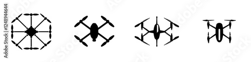 Various drone designs showcasing different configurations and features suitable for various aerial activities and photography tasks